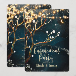 Invitation Lumières d'arbre de soirée rustique Fête de fiança