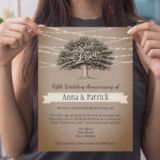 Invitation Lumières d'arbre rustique ancrées dans l'amour 5e