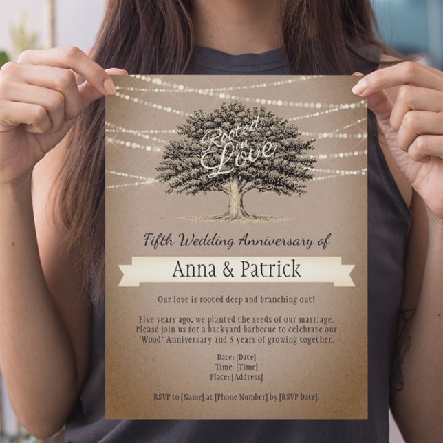 Invitation Lumières d'arbre rustique ancrées dans l'amour 5e  (Créateur téléchargé)