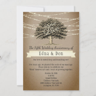 Invitation Lumières d'arbre rustique enracinées dans l'amour