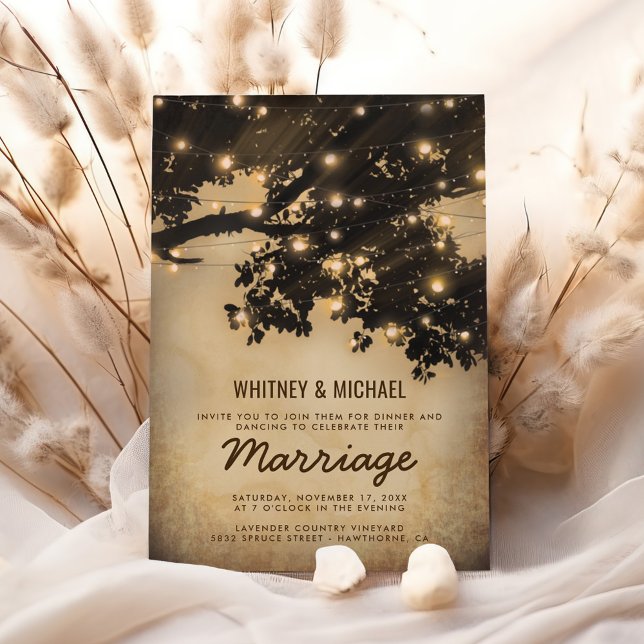 Invitation Lumières d'arbre rustiques vintage réception de ma (Créateur téléchargé)