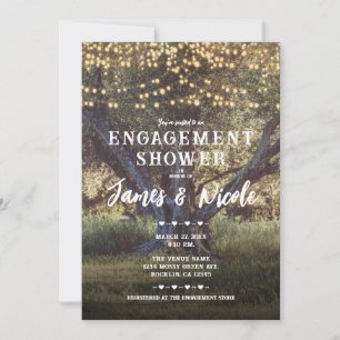 Invitation Lumières d'Arbre Vintage Bois Forêt Fiançailles Ba