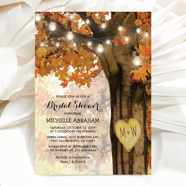 Invitation Lumières d'automne rustiques d'arbre pour la douch (Créateur téléchargé)
