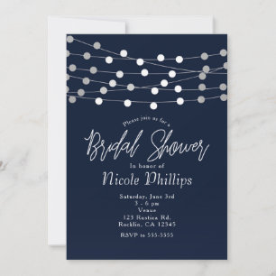 Invitation Lumières de chaîne bleues Shower de mariage Modern
