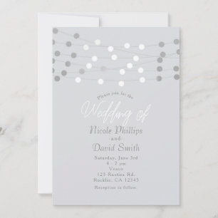 Invitation Lumières de chaîne d'argent blanc Mariage Moderne 