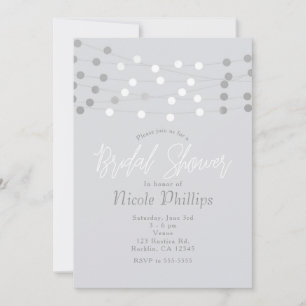 Invitation Lumières de Chaîne d'Argent Blanc Mariage Moderne