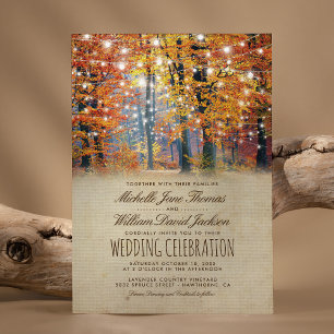 Invitation Lumières de Chaîne d'Automne Rustique Vintage Mari