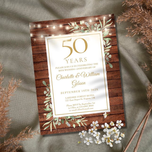 Invitation Lumières de chaîne de 50e anniversaire de mariage  (Créateur téléchargé)