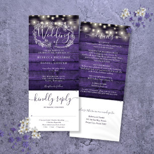 Invitation Lumières de Chaîne de Bois Violet Tout en Un Maria