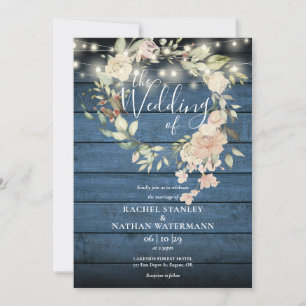Invitation Lumières de Chaîne de Fleurs en Bois de Mariage Ru