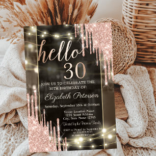 Invitation Lumières de Chaîne de Gouttes de Paillettes 30e An
