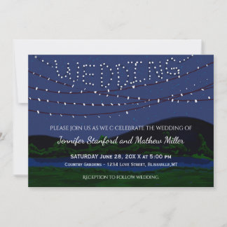 Invitation Lumières de chaîne de Mariage campagnard rustique