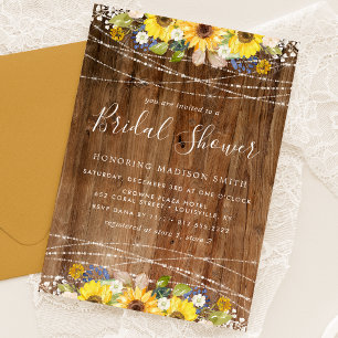 Invitation Lumières de Chaîne de Tournesol Rustique pour Baby