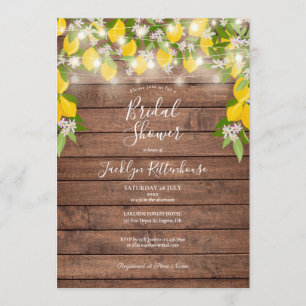 Invitation Lumières de Chaîne en Bois Rustique Citrons Shower