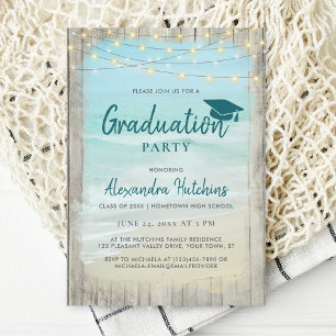 Invitation Lumières de Chaîne en Bois Rustique de Plage Fête