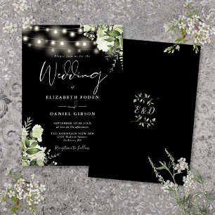 Invitation Lumières de chaîne noires et blanches Mariage flor