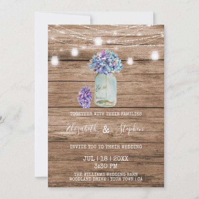 Invitation Lumières de Chaîne Rustiques et Mariage au Pot Mas (Devant)
