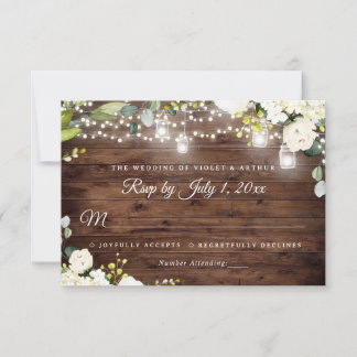 Invitation Lumières de Chaîne Rustiques Florales Mariage RSVP