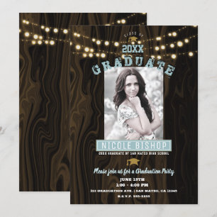 Invitation Lumières de Chaîne Rustiques Photo Fête de Remise 