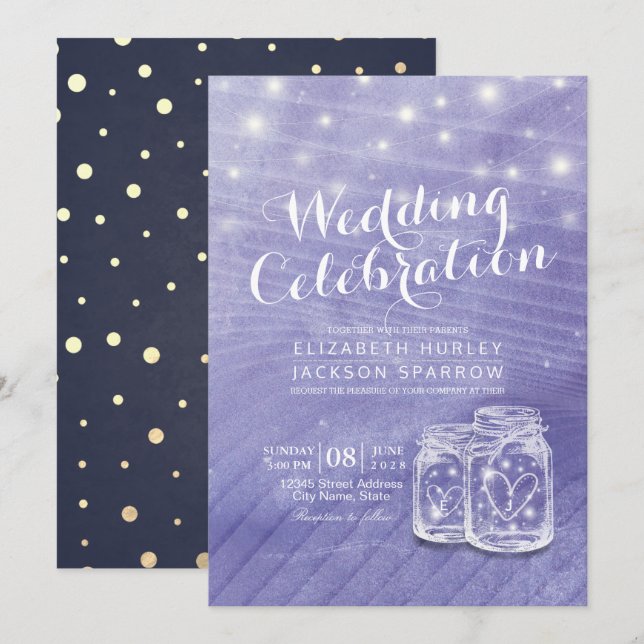 Invitation Lumières de chaînes de caractères Mason wedding sh (Devant / Derrière)