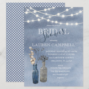 Invitation Lumières de corde aquarelle rustique pour Baby Sho