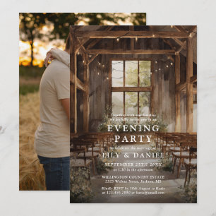 Invitation Lumières de corde de grange Photo Mariage Soirée