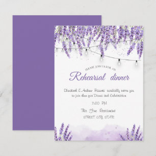 Invitation Lumières de corde de lavande à l'aquarelleDîner de