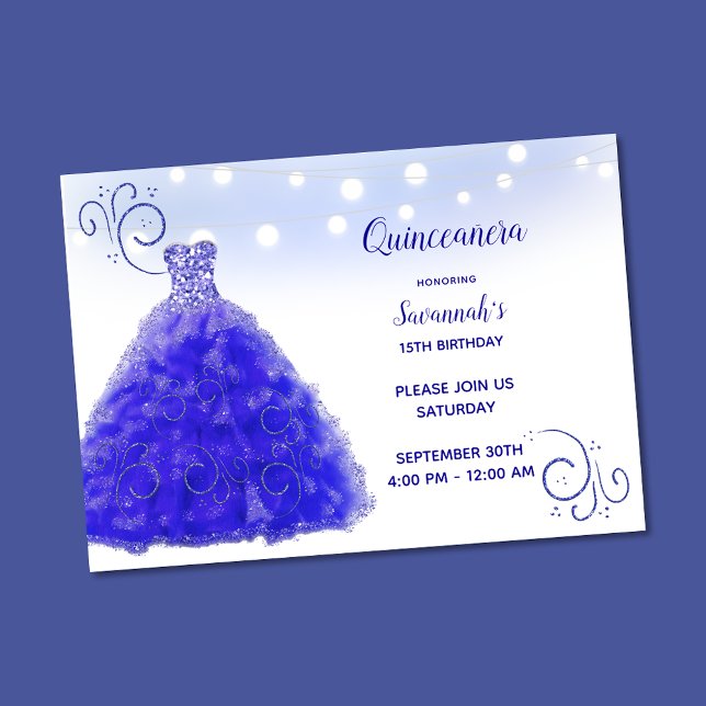 Invitation Lumières de corde de robe bleue de princesse Quinc (Créateur téléchargé)