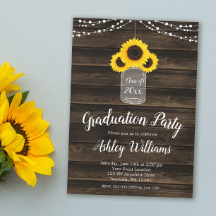 Invitation Lumières de corde de tournesol rustique Fête de fi