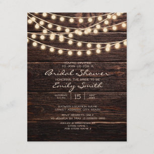 Invitation Lumières de corde en bois de grange rustique pour
