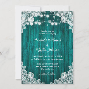 Invitation Lumières de corde en dentelle florale en bois de t