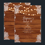 Invitation Lumières de corde et dentelle de bois rustique pou<br><div class="desc">Personnaliser pour tout événement</div>