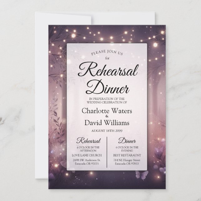 Invitation Lumières de Fée dans le Dîner de Répétition de la  (Devant)