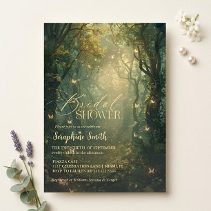 Invitation Lumières de Fée de Forêt Enchantée Rose Mariage