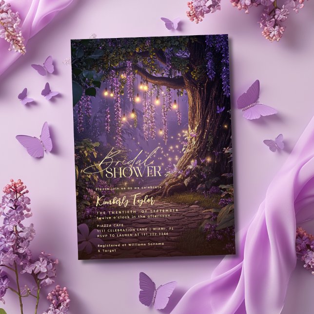 Invitation Lumières de Fée de Forêt Enchantée Violettes pour  (Créateur téléchargé)