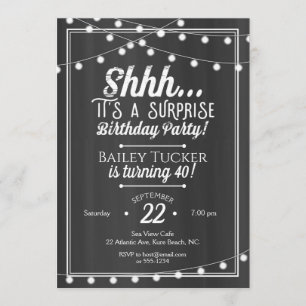Invitation Lumières de ficelle d'anniversaire de surprise sur