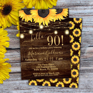 Invitation Lumières de ficelle de tournesols Fête d'anniversa