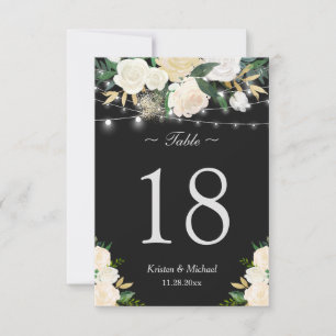 Invitation Lumières de ficelle florales blanches ivoire chic