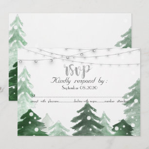 Invitation Lumières de forêt, de bois, RSVP