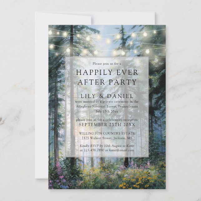 Invitation Lumières de forêt de conte de fées de mariage (Devant)