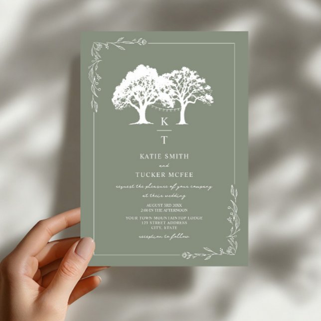 Invitation Lumières de forêt en forme de guirlandes Monogram  (Créateur téléchargé)