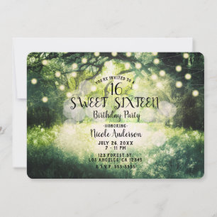 Invitation Lumières de forêt enchantée verte rustique Douze a
