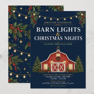 Invitation Lumières de grange Noël Célébration de campagne