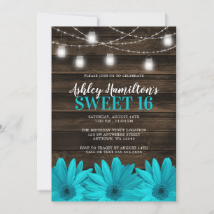 Invitation Lumières de Jar Mason de Daisy Teal Rustique Douce