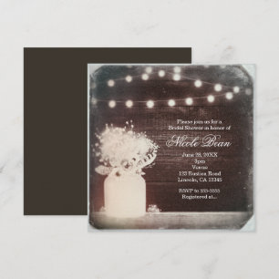 Invitation Lumières de jarres Mason vintage boho chic rustiqu