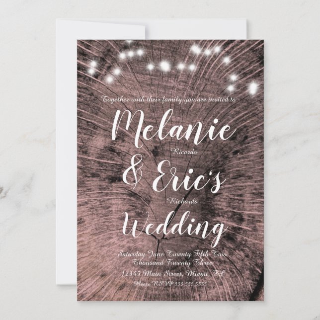 Invitation Lumières de journal de mariage rustique élégant sc (Devant)