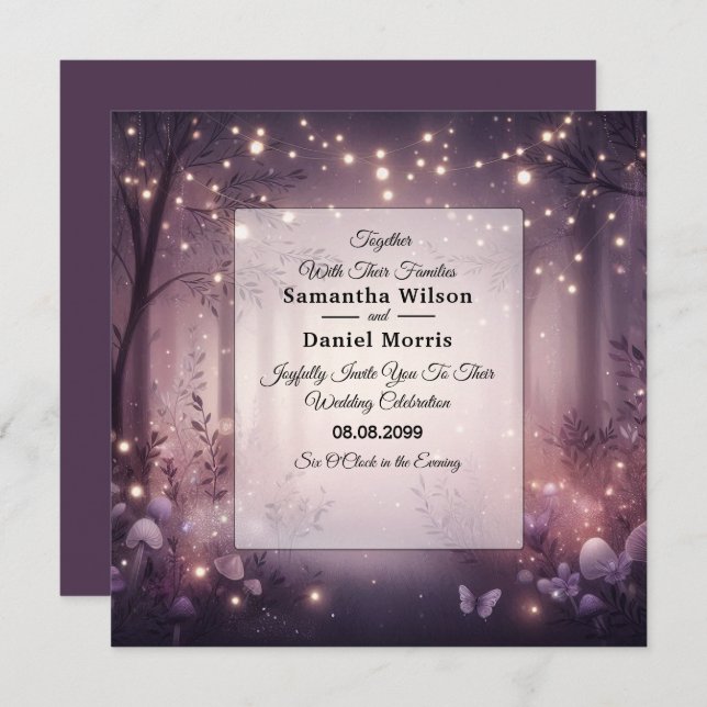 Invitation Lumières de la fée dans le Mariage de la lueur des (Devant / Derrière)