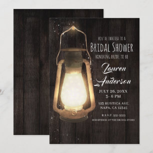 Invitation Lumières de Lanterne Rustique en Bois de Grange po