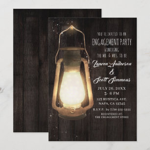 Invitation Lumières de Lanterne Rustique Fête de Fiançailles 