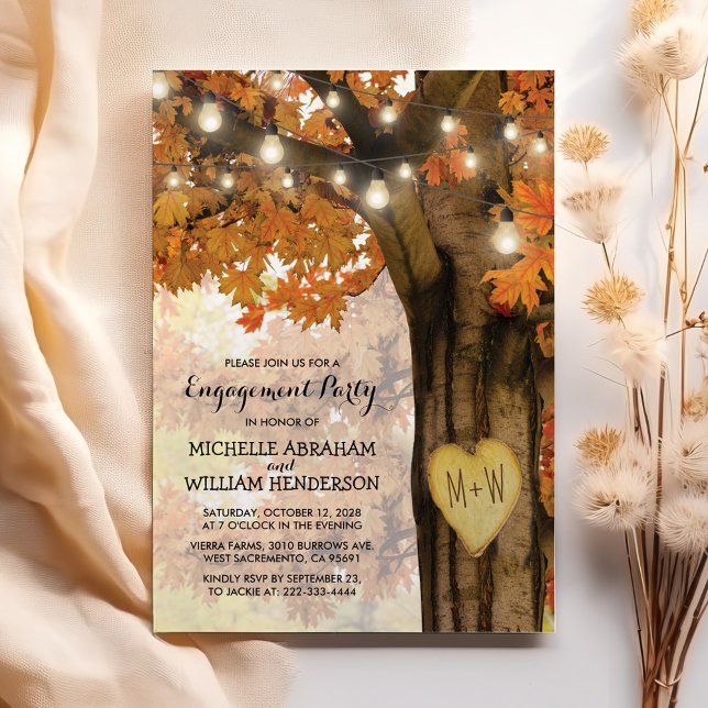 Invitation Lumières de l'arbre d'automne rustique pour la fêt (Créateur téléchargé)